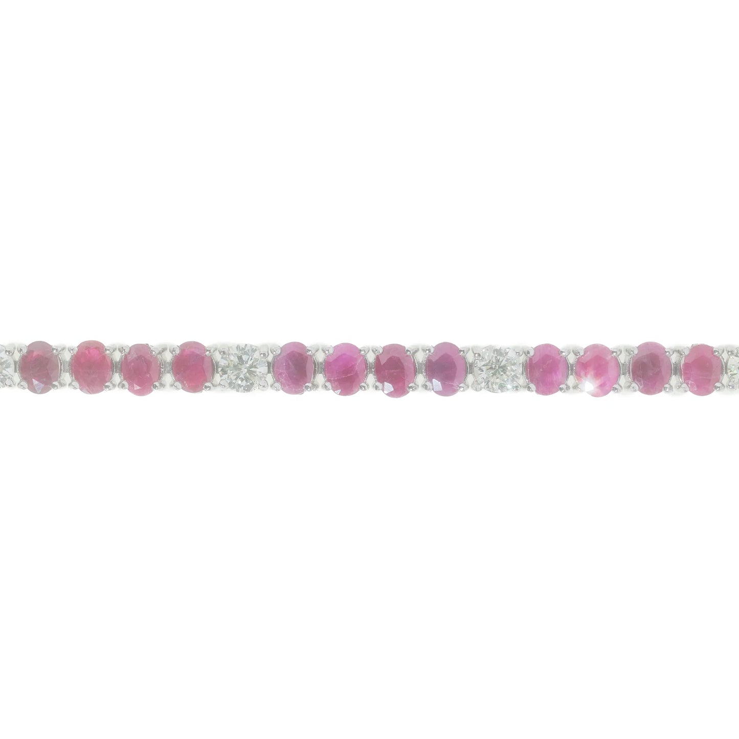 Tennis Bracelet With Rubys - 14K - White Gold 28g - D 5.30 CT / R 23.58 CT - 8 inches