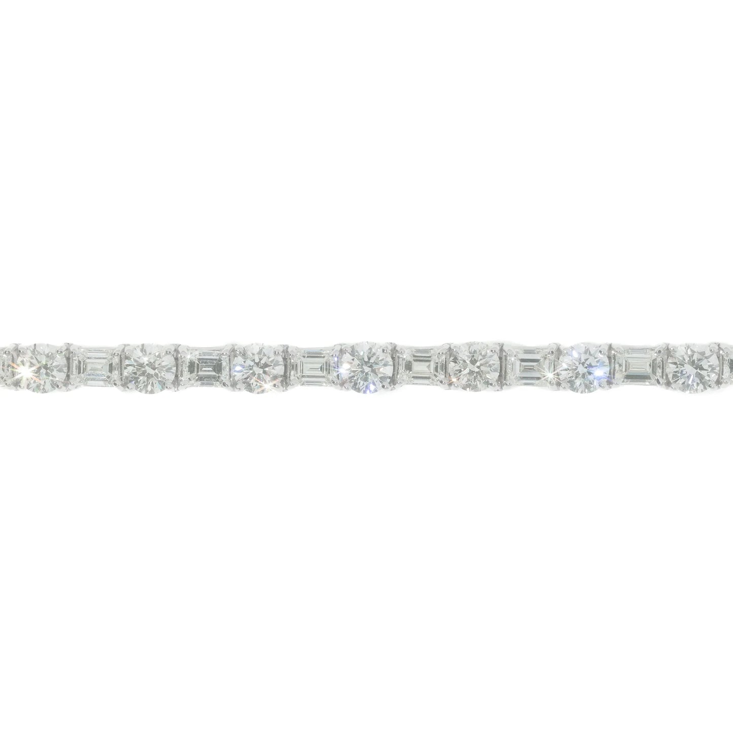 GIA Certified Tennis Bracelet With Emeralds - 14K - White Gold 27.50g - D 17.52 ct / EM 14.14 ct - 8 inches.