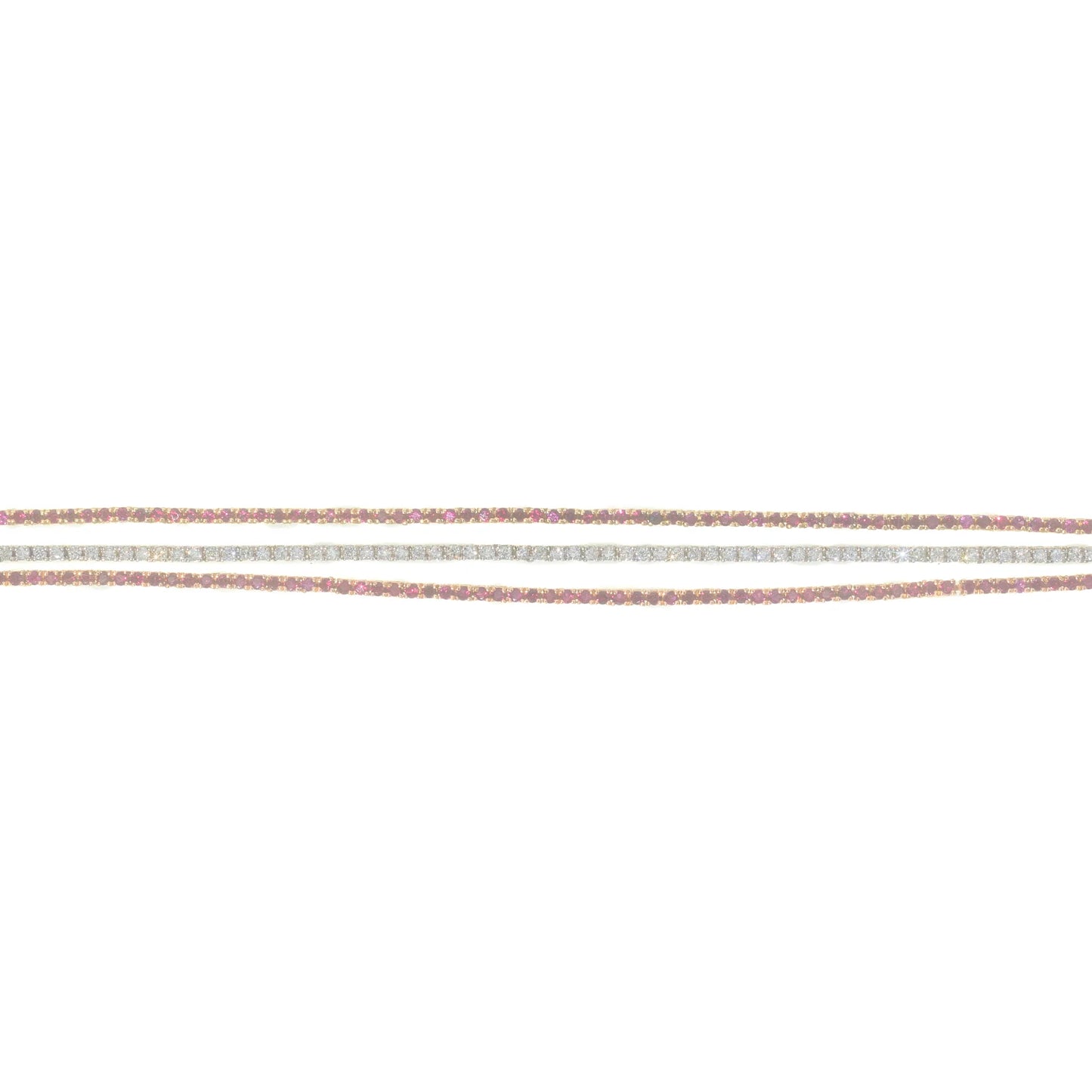 Womans Tennis Bracelet With Rubys - 14K - White / Rose / White Gold 12.2 g - D 1.03 ct / R 3.01 ct - 8 inches