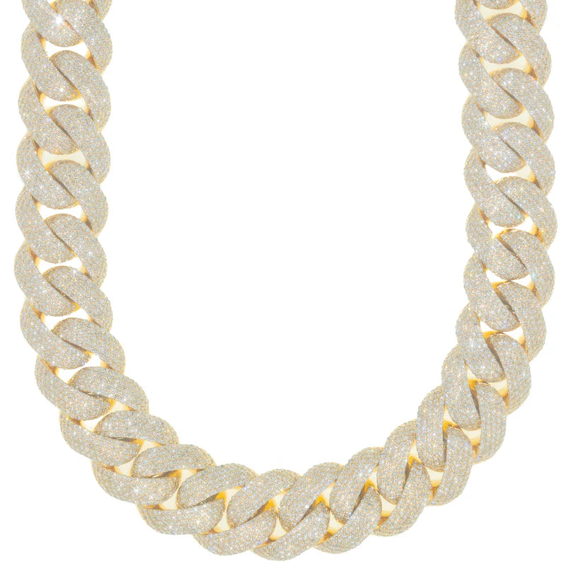 Cuban Link Chain - 14K Gold - Yellow Gold 1074.60 gr - DIA 103.33 Ct - 22" inches