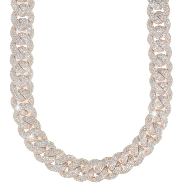 Cuban Link Chain - 10K Gold - Rose Gold 766.80 gr - DIA 77.80 Ct - 24" inches