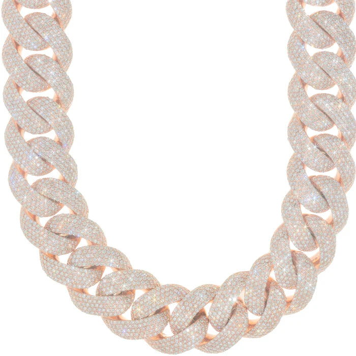 Cuban Link Chain - 10K Gold - Rose Gold 1151.30 gr - DIA 113.0 Ct - 26" inches
