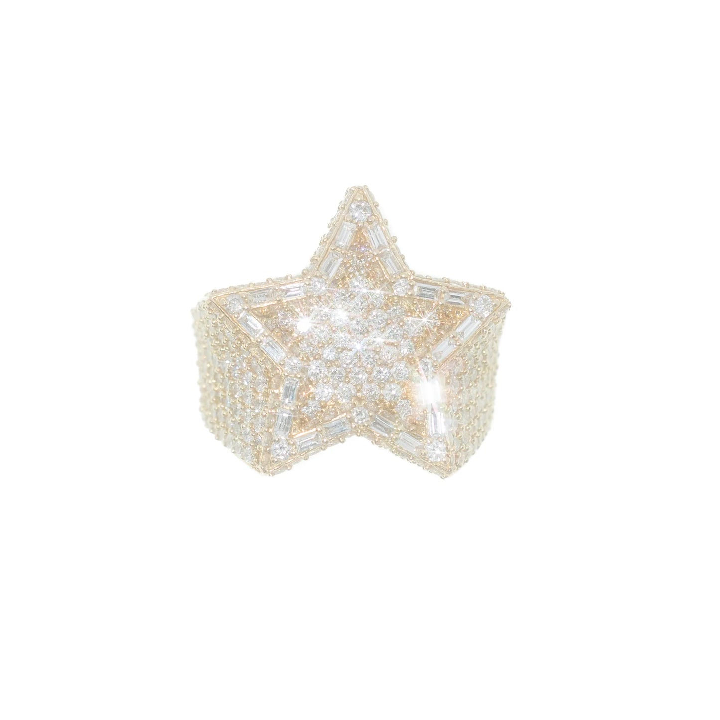Star Ring With Emeralds - 14K - Yellow Gold 20.0g - D 6.35 CT