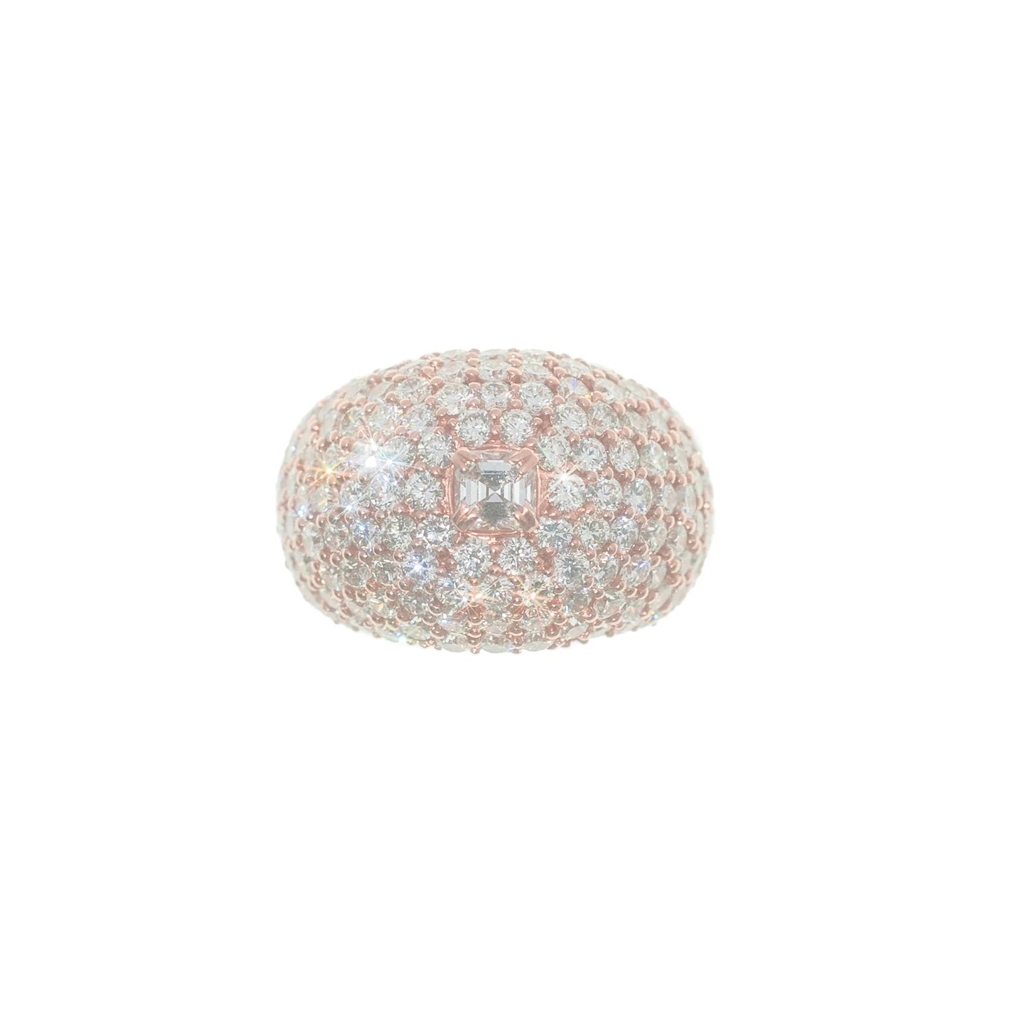 Ring With Diamonds & Center Emerald - 14K - Rose Gold 9.30g - D 10.27 CT