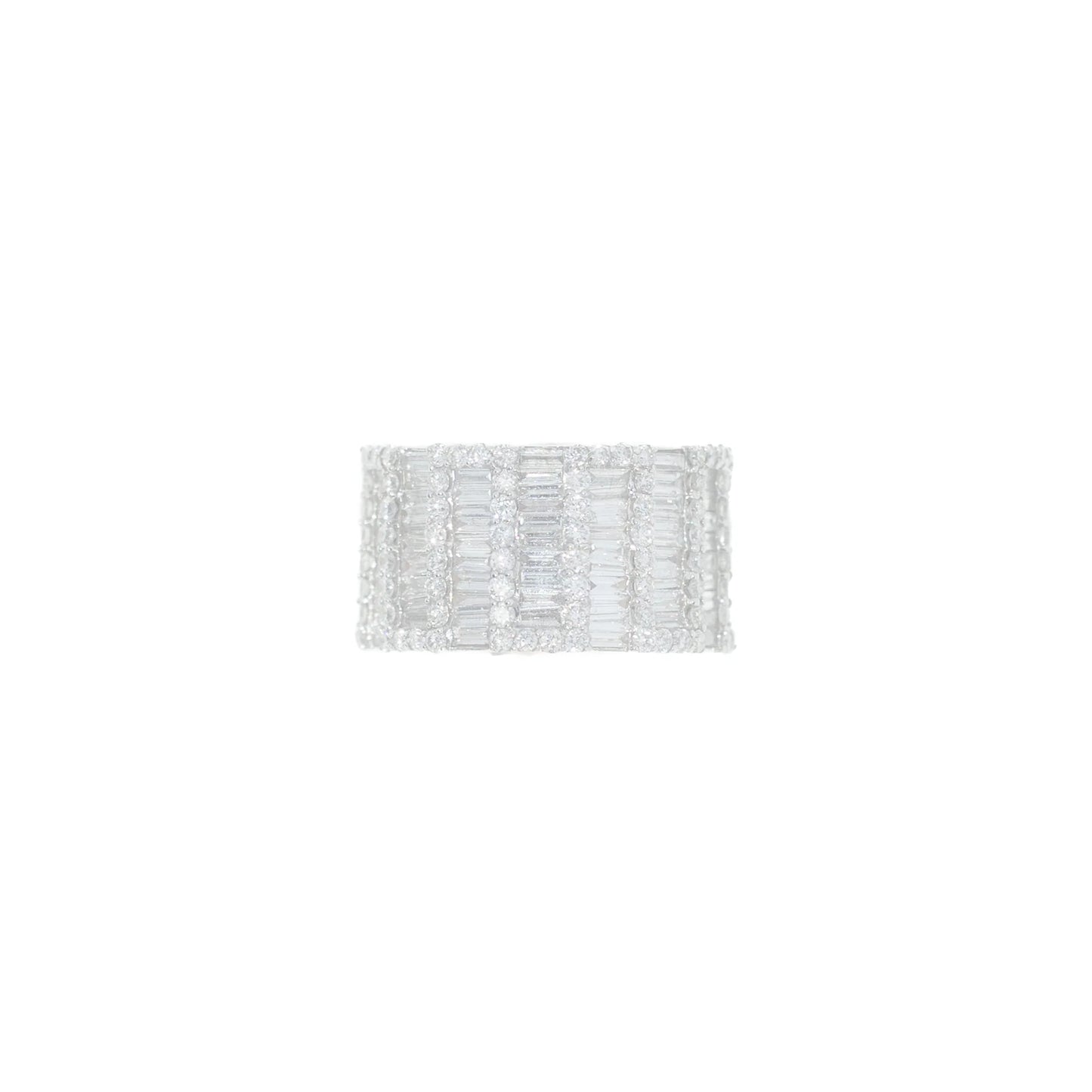Eternity Ring With Diamonds & Baguettes - 18K - White Gold 6.33g - D 5.57 CT