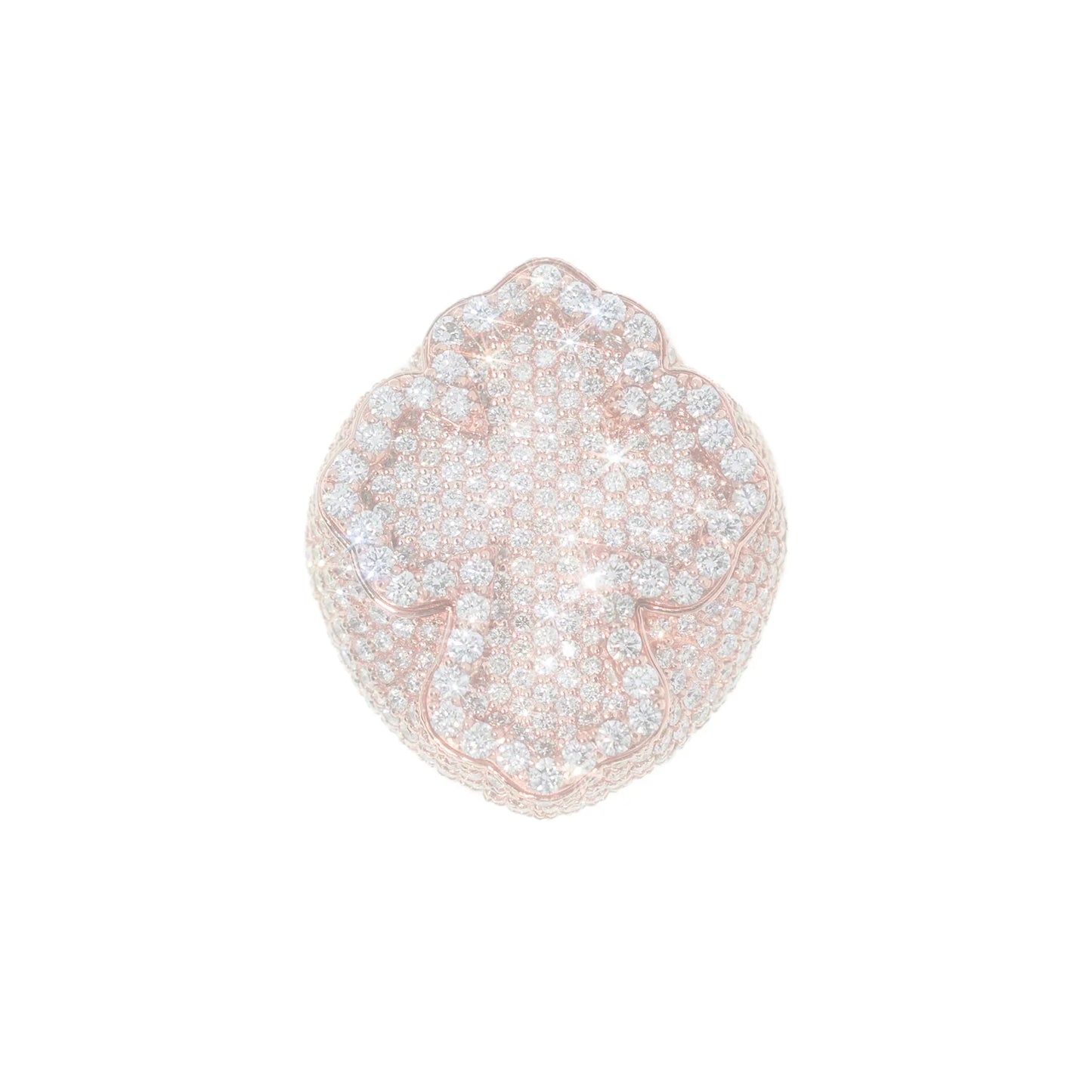 Cross Ring With Diamonds - 10K - Rose Gold 36.10g - D 11.09 CT