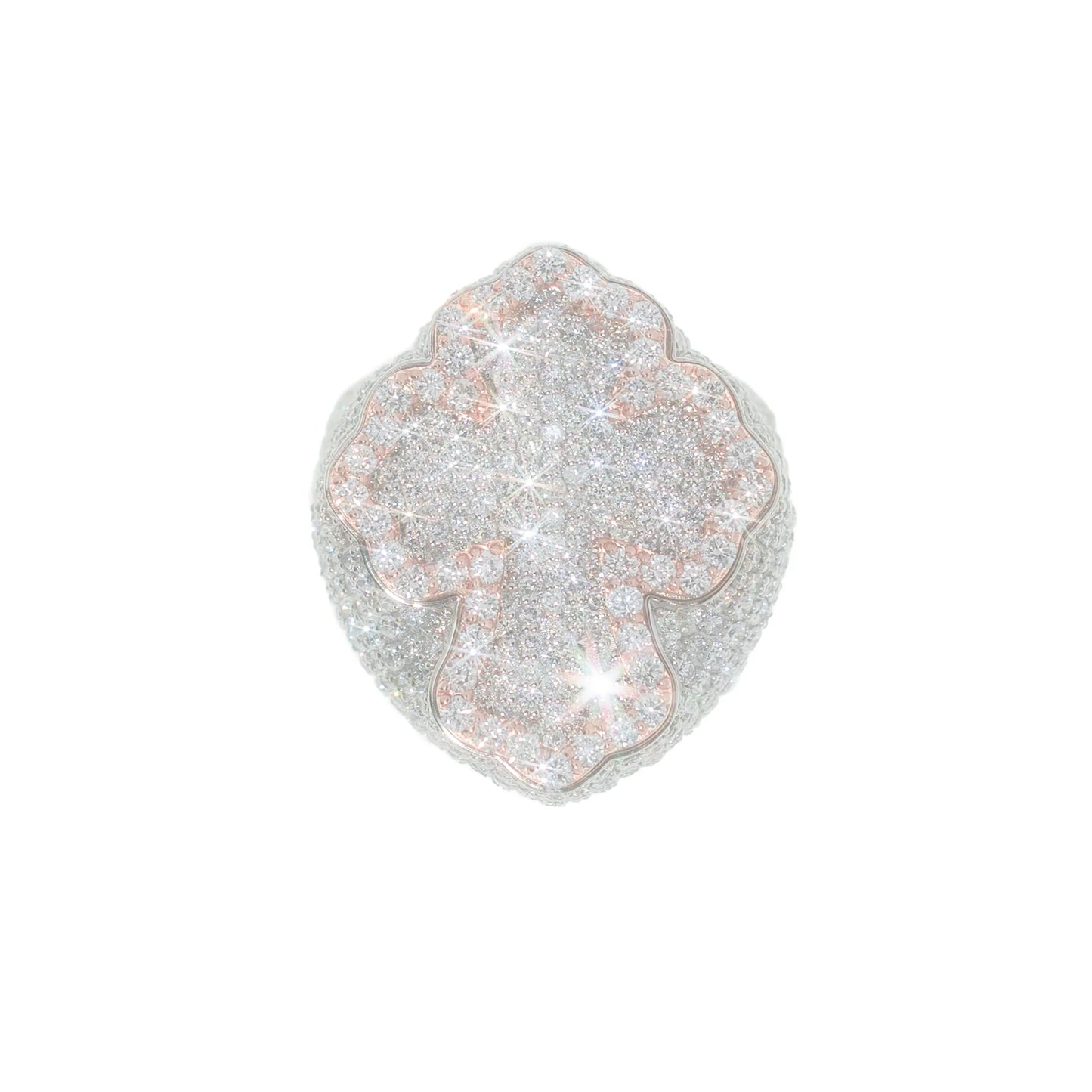 Cross Ring With Diamonds - 10K - White / Rose Gold 36.10g - D 11.09 CT