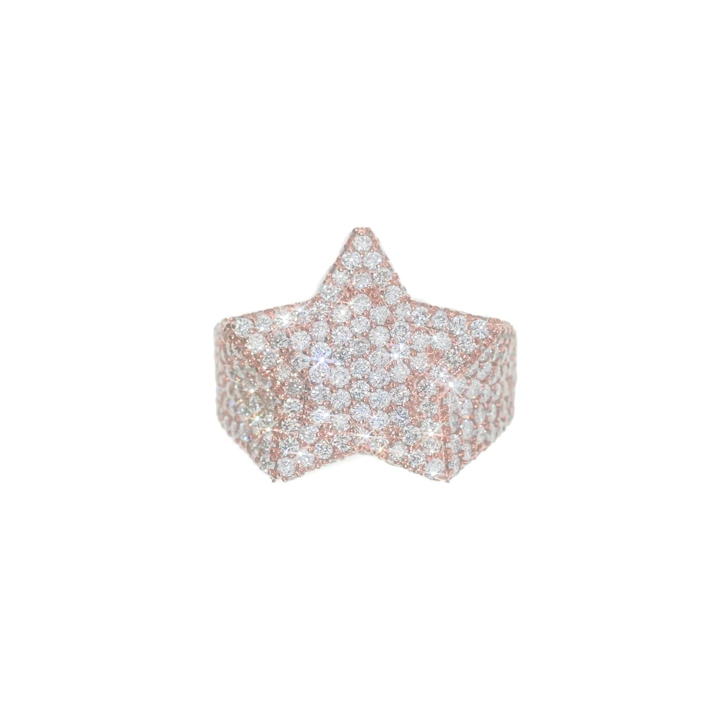 Star Ring With Diamonds - 10K - Rose Gold 16.5g - D 6.28 CT