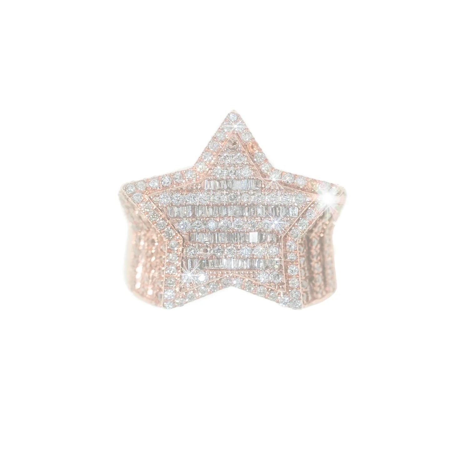 Star Ring With Emeralds - 10K - Rose Gold 16.90g - D 5.50 CT