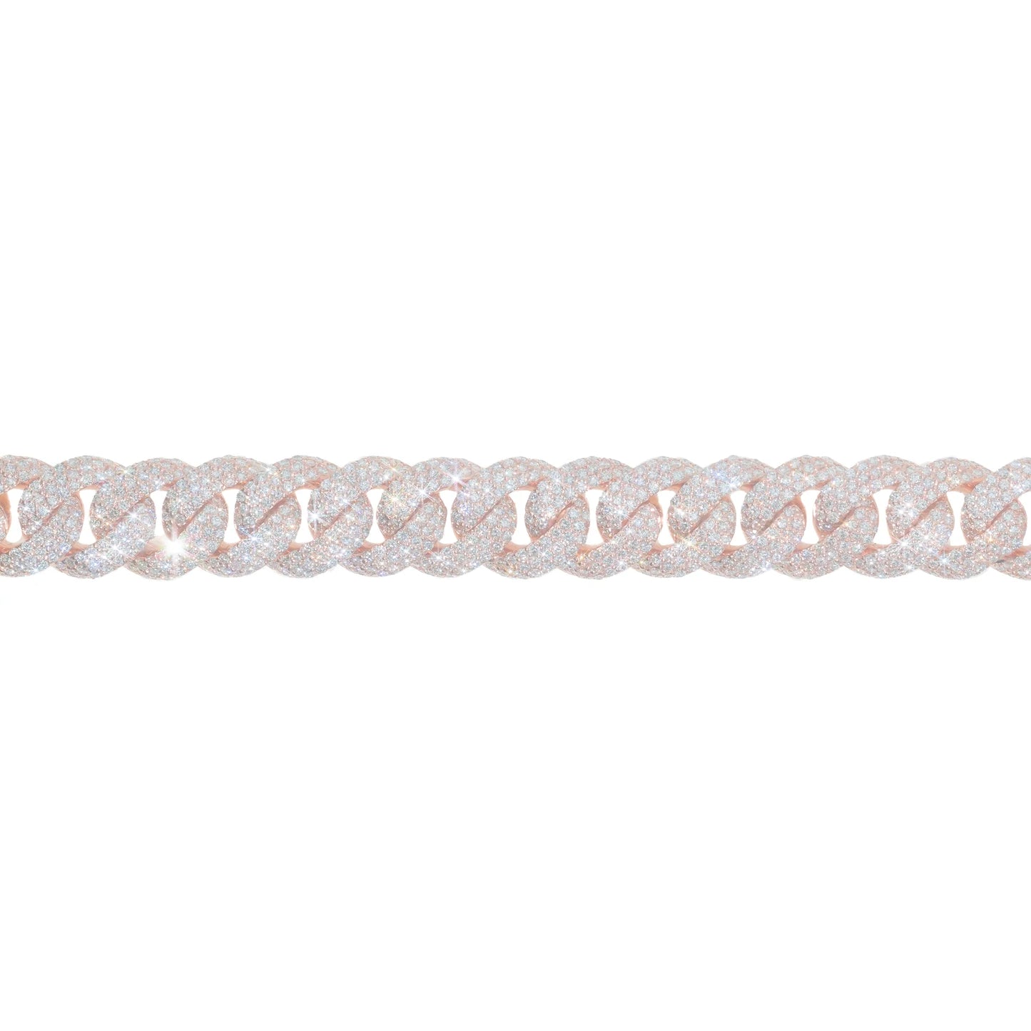 Cuban Link Bracelet - 10kt - Rose Gold 121.70g - D 14.18 ct - 8 inches