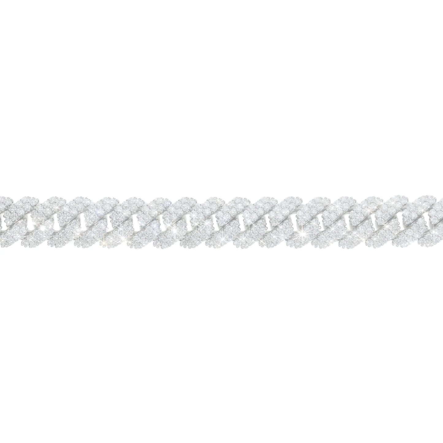 Cuban Link Bracelet - 14kt - White Gold 139.20g - D 17.79 ct - 8 inches