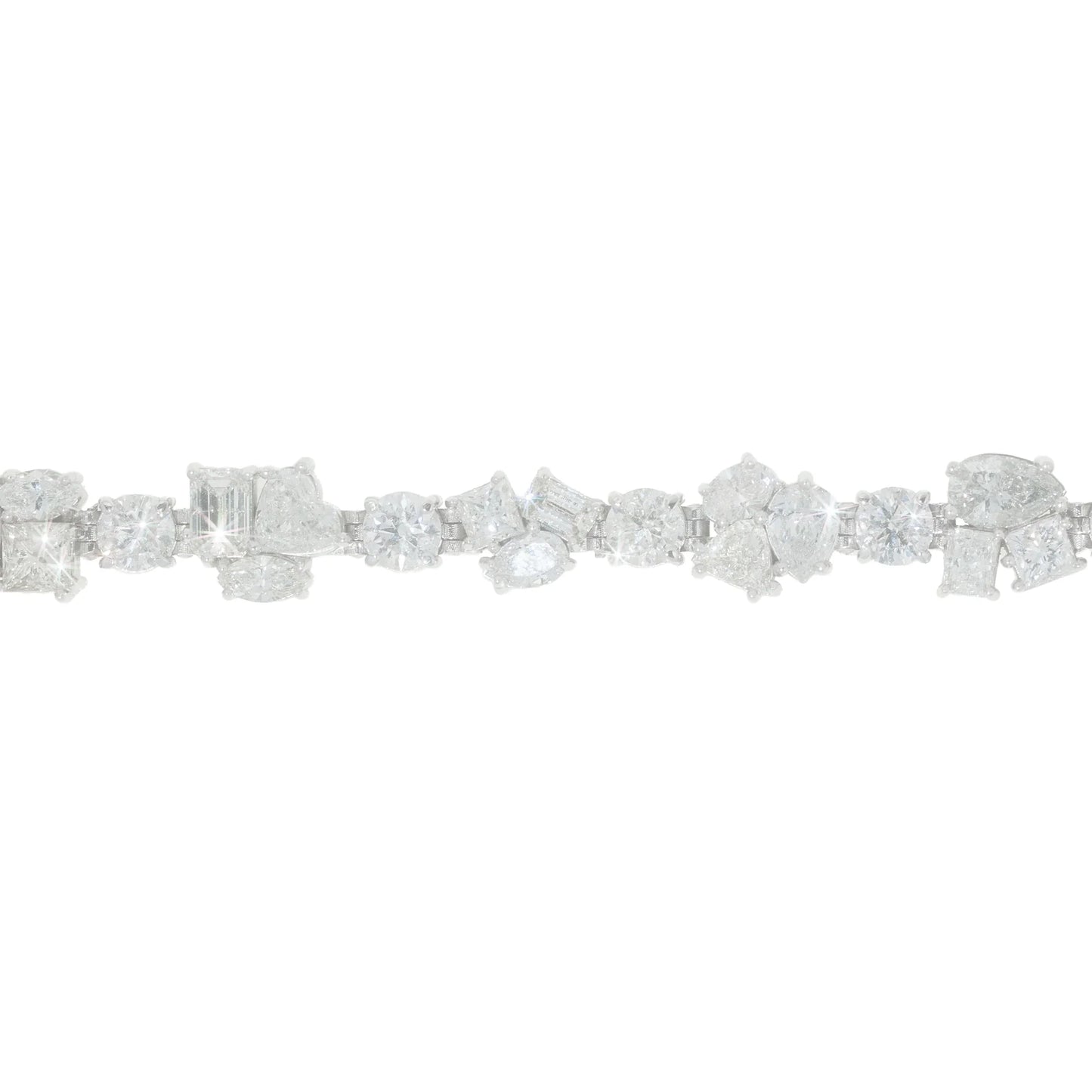 Different Shape Diamond Bracelet - 14K - White Gold 44.1 g - D 36.61 CT - 8 inches