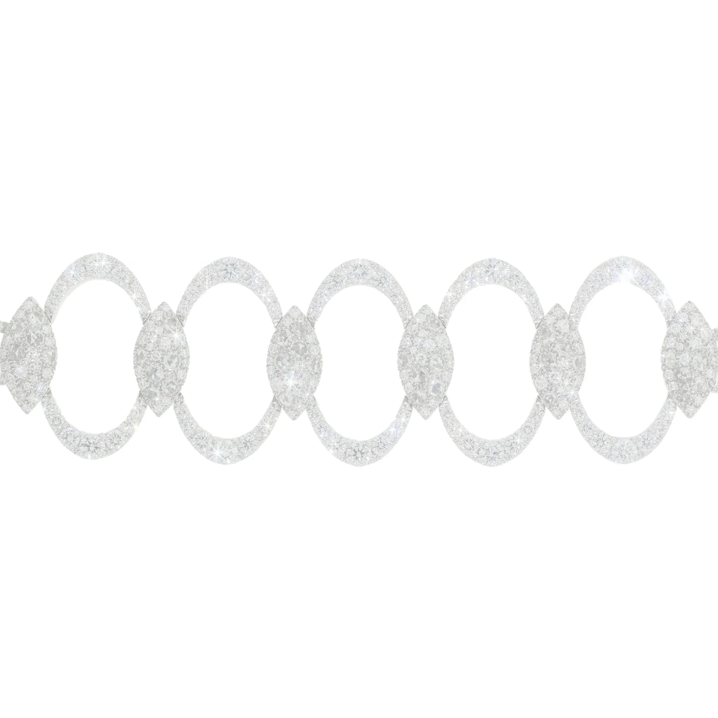 Fancy Bracelet With Diamonds - 18K - White Gold 43.8g - D 15.00 CT - 8 inches