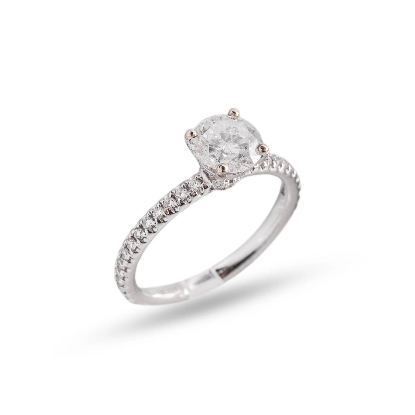 Engagement Ring – 18K – White Gold 2.50 g – D 0.50 CT / Center 1.51 CT