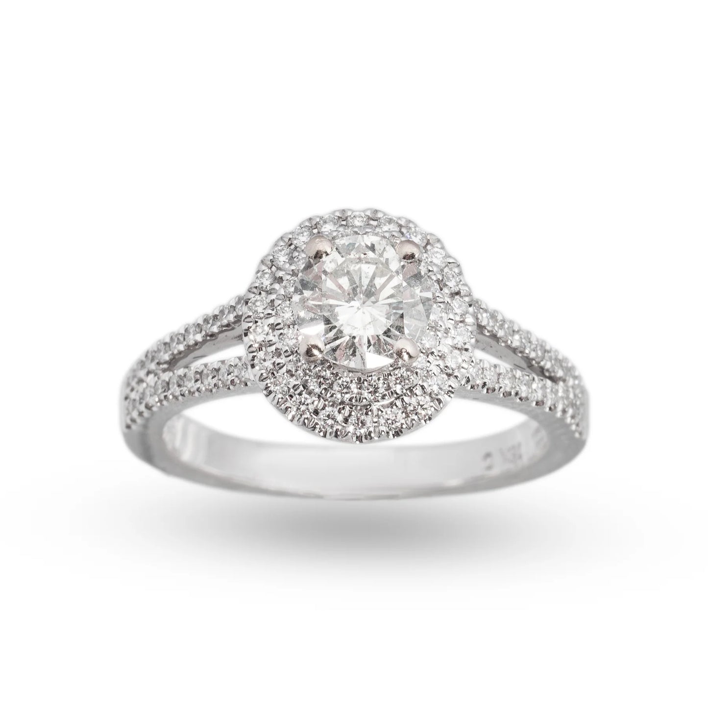 Engagement Ring – 18K – White Gold 5 g – D 0.39 CT / Center 0.75 CT