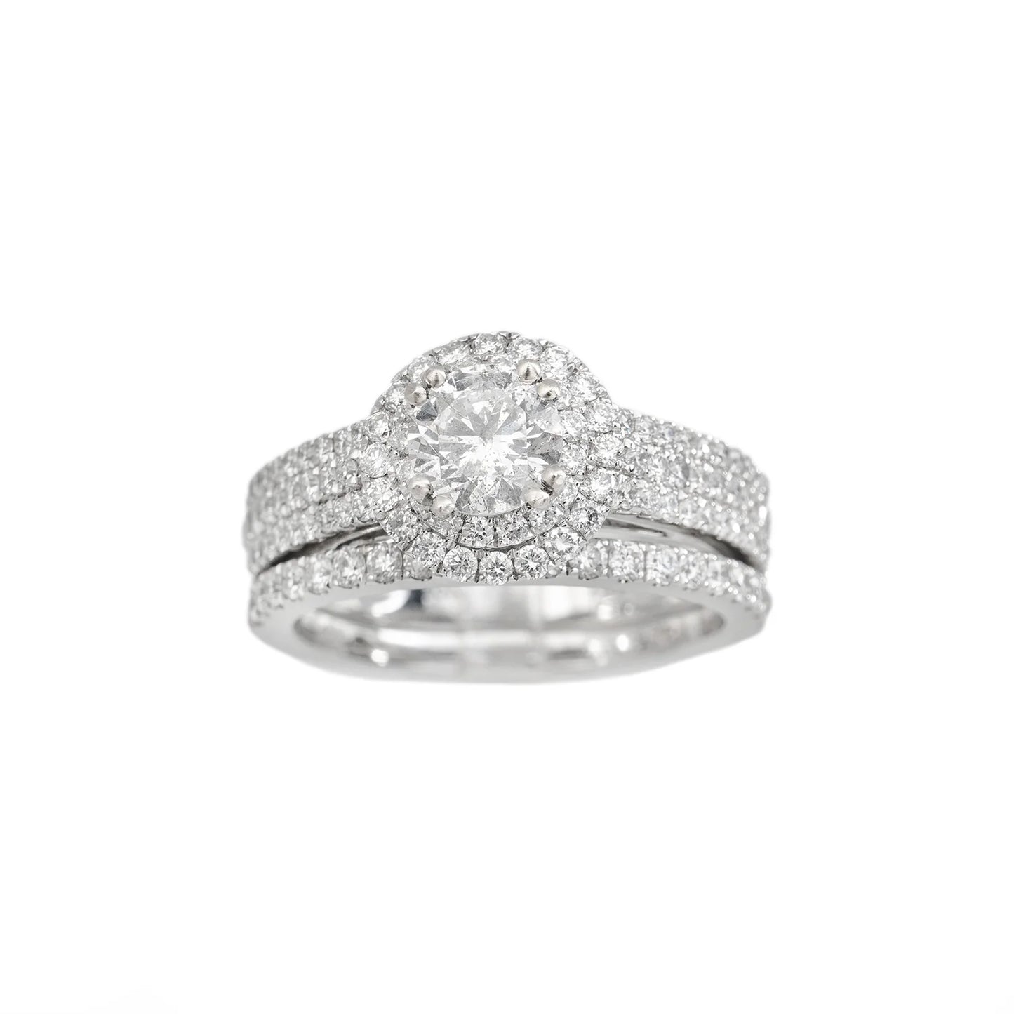 Engagement Ring – 18K – White Gold 7.5 g – D 2.12 CT / Center 0.76 CT