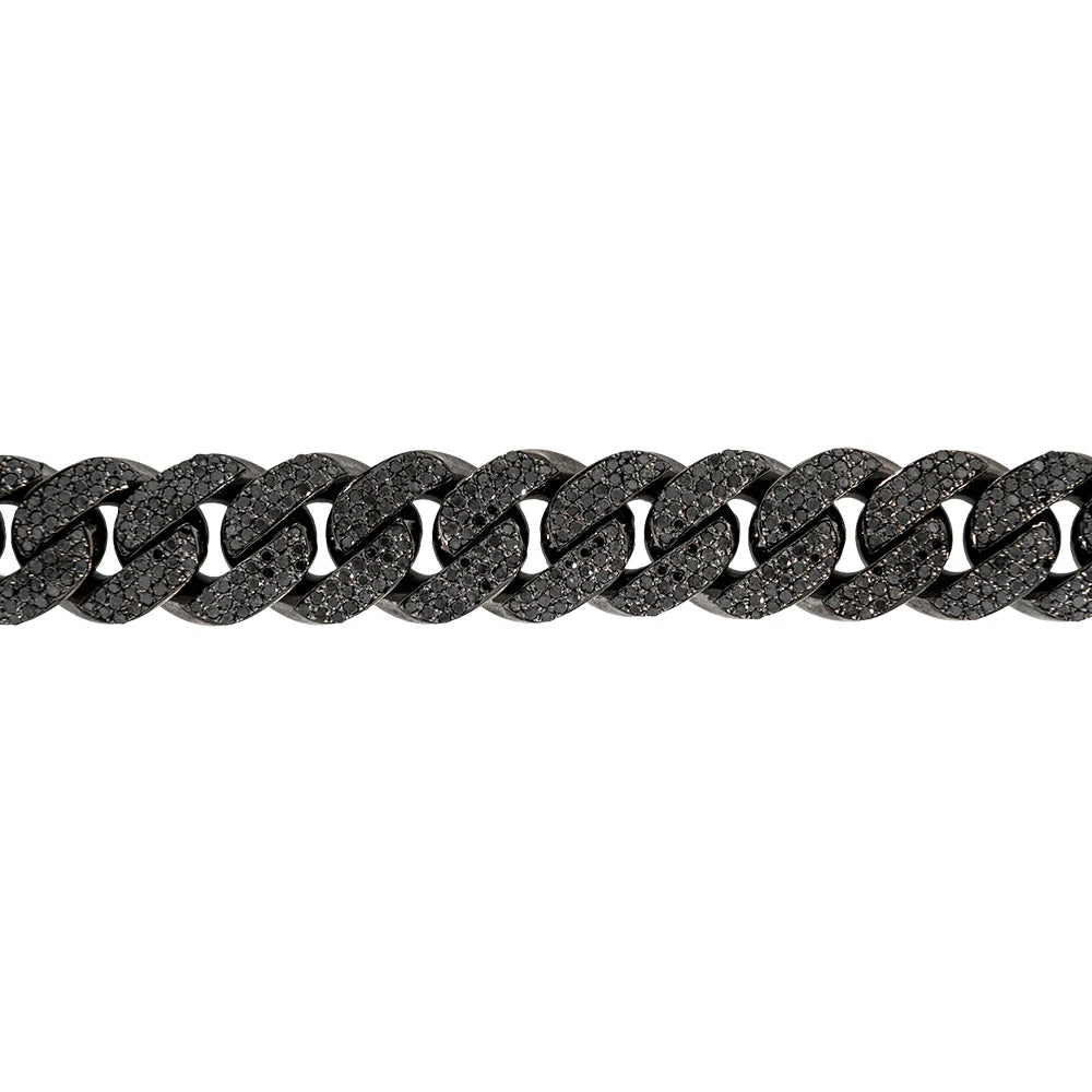 Black Diamond Cuban Link Bracelet - 10K - Black 114.90g - D 11.51 ct - 8 inches