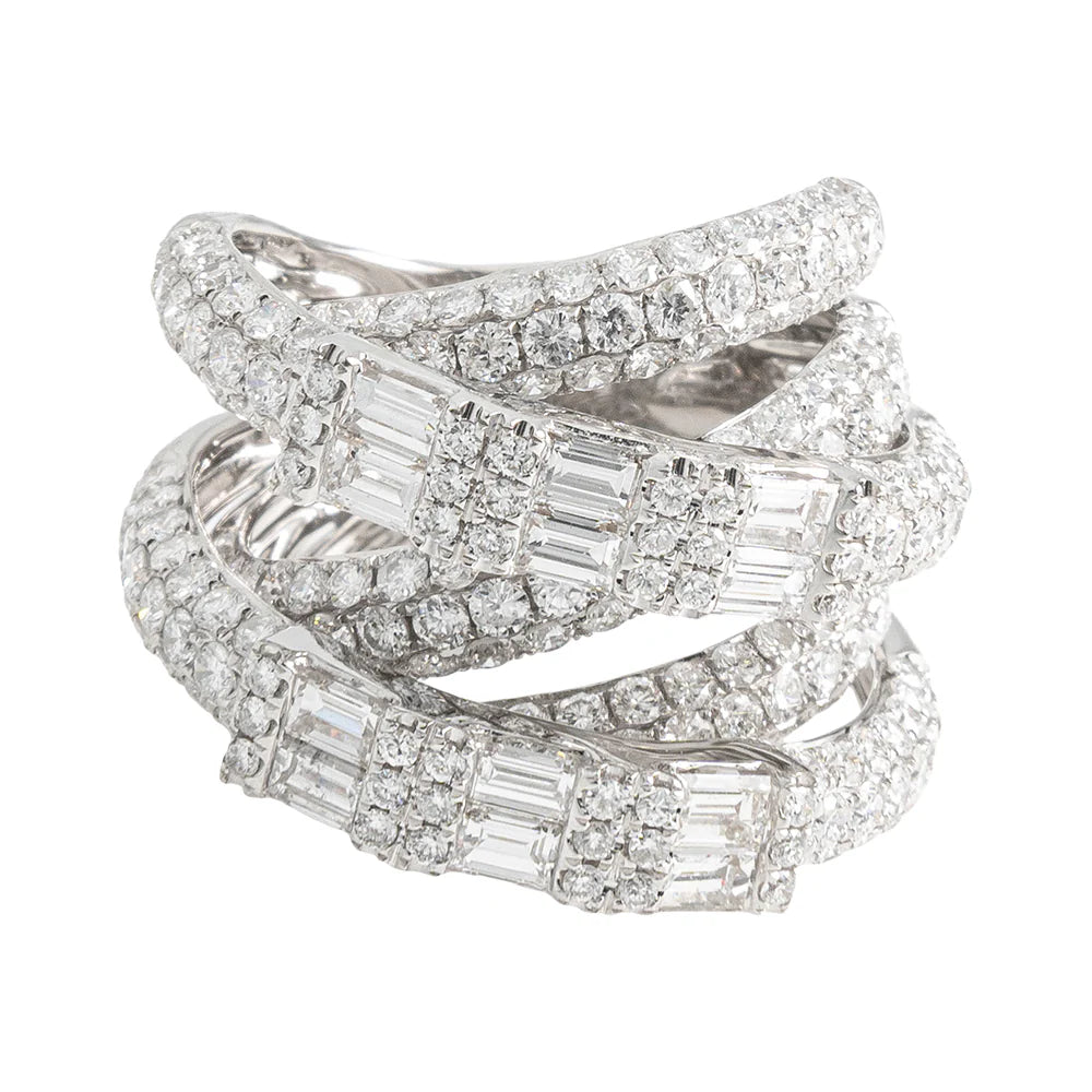 Baguette Diamond Ring – 18K – White Gold 12.10 g – D 5.96 CT