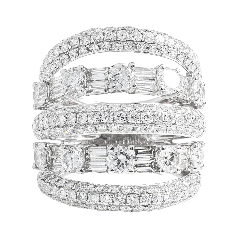 Baguette Diamond Ring – 18K – White Gold 12.3 g – D 4.79 CT