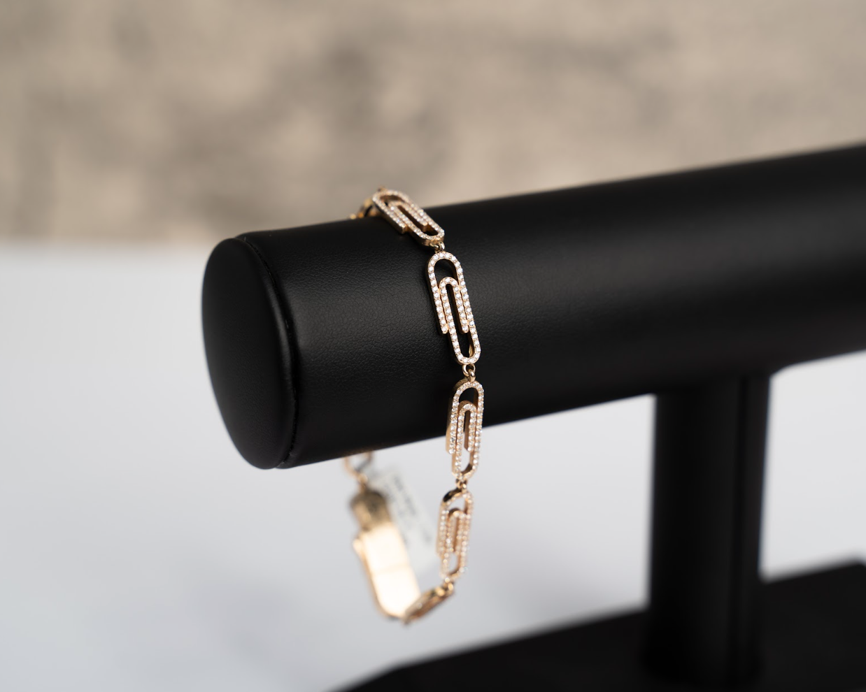 Yellow Gold Diamonds Paper Clip Bracelet