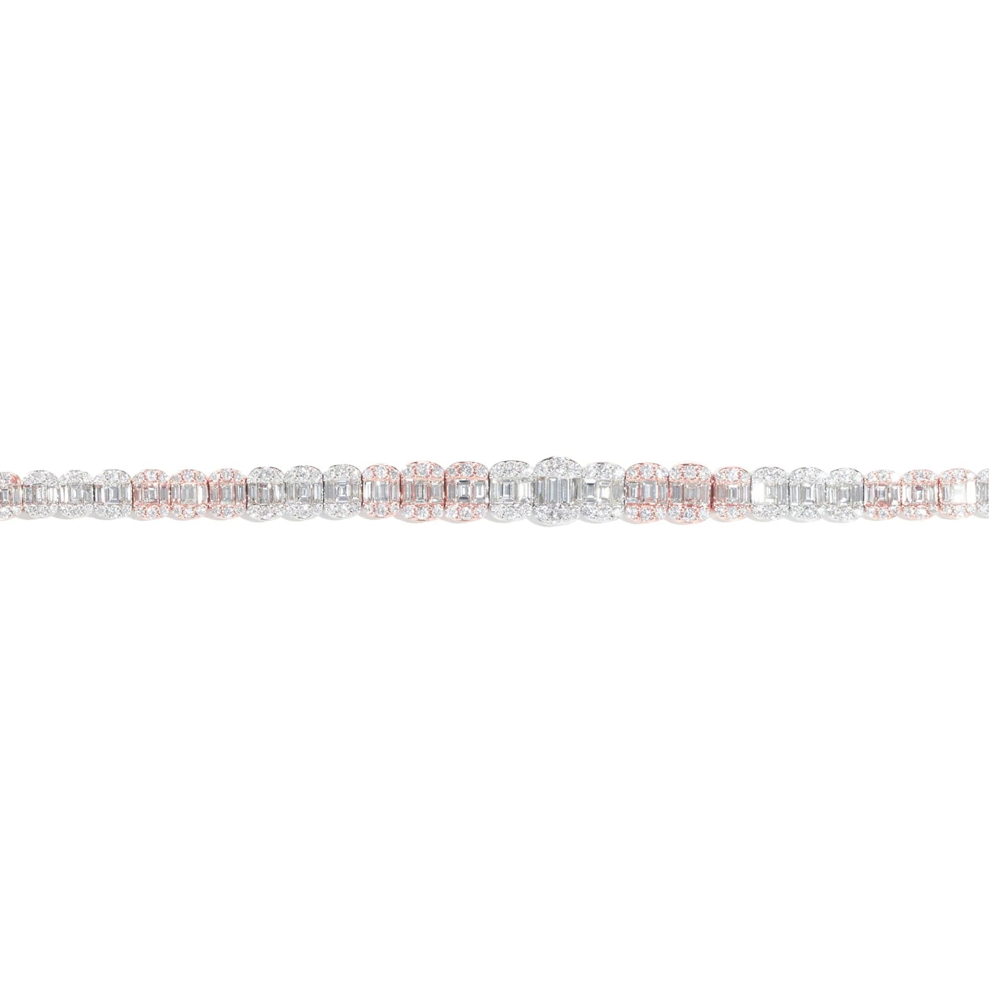 Bracelet With Diamonds And Baguettes – 14K – White & Rose Gold 27.10 g – D 12.82 CTW – 7 inches