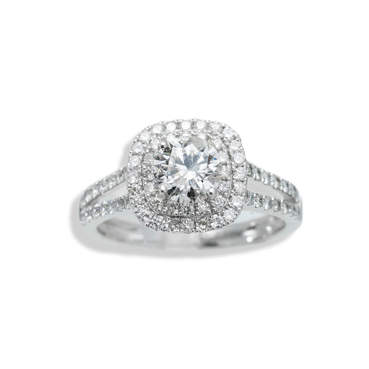 Engagement Ring With Center Stone – 18K – White Gold 3.3 g – D 0.55 CT / Center 0.77 CT