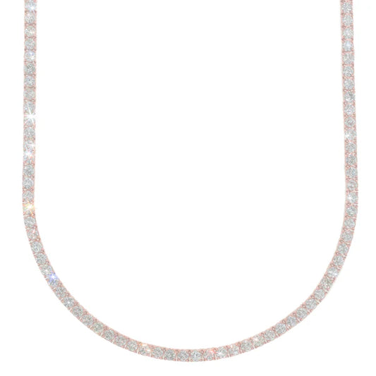 Rose Gold Tennis Chain - 14K Gold - DIA21.71CT - 35.90G - 22" inches