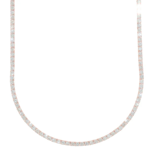 Rose Gold Tennis Chain - 14K Gold - DIA16.00CT - 28.20G - 28.20 - 22" inches