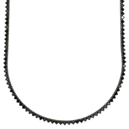 Tennis Chain with Black Diamonds - 14K Gold - DIA29.38 - 34.70 gr - 27" inches