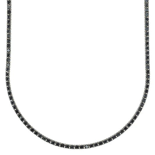 Tennis Chain With Black Diamond's - 14K Gold - DIA 10.83 Ct - 32.70G - 24" inches
