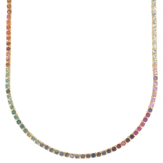 Yellow Gold Tennis Chain With Color Diamond's - 14K Gold - DIA 26.86Ct - 28.10G - 20" inches