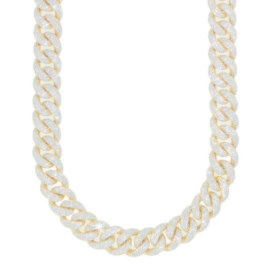 Woman's Cuban Link Chain- 14K Gold - DIA 53.85 ct - 404G - 20" inches