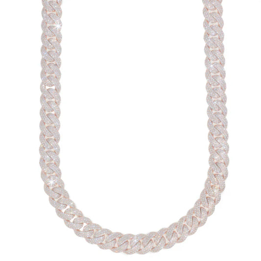 Woman's Cuban Link Chain- 10K Gold - DIA 20.76 ct - 166.30G - 18" inches