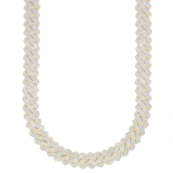 Woman's Cuban Link Chain- 14K Gold - Yellow Gold - DIA 30.62 ct - 323.50G - 17" inches
