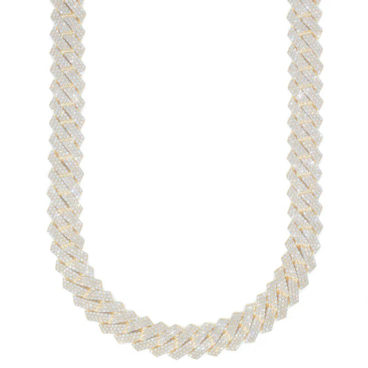 Woman's Cuban Link Chain- 14K Gold - Yellow Gold - DIA 30.62 ct - 323.50G - 17" inches