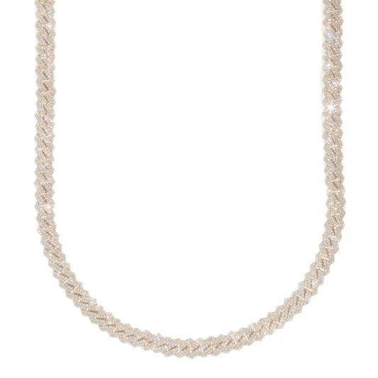 Woman's Cuban Link Neckless - 14K Gold - Yellow Gold - DIA 9.48CT - 68.50G - 18" inches