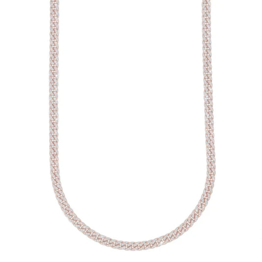 Woman's Cuban Link Chain 10K Gold - Rose Gold - DIA 4.73CT - 42.50G- 18" inches