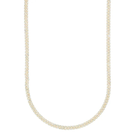 Woman's Cuban Link Chain - 14K Gold - Yellow Gold - DIA 4.00CT - 24.30G- 16" inches