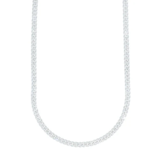 Woman's Cuban Link Chain - 10K Gold - White Gold - DIA 3.63CT - 38.80G - 16" inches