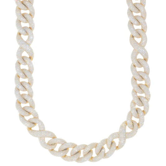Woman's Infinity/Cuban Link Chain - 14K Gold - Yellow Gold - DIA 52.78CT - 391.60G - 17" inches