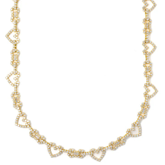 Woman's Heart And Infinity Chain With Diamonds & Baguettes - 14K Gold - Yellow Gold - DIA 12.58 CT - 48.80G - 17" inches (Copy)