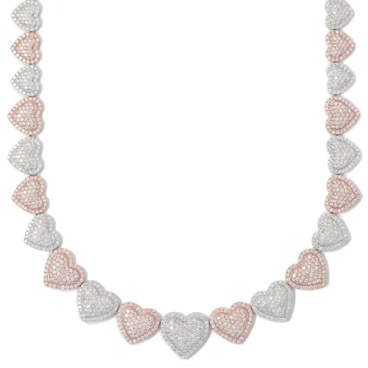Woman's Heart Neckless - 10K Gold - Yellow Gold - DIA 62.50ct - 17" inches