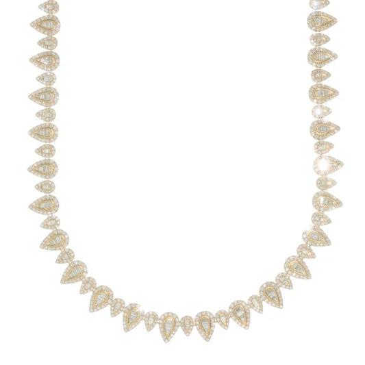 Woman's Pear Shape Neckless - 10K Gold - Yellow Gold - DIA 13.07ct - 46.13 G - 18" inches