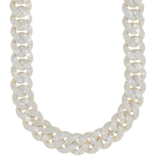 Cuban Link Chain - 10K Gold - Yellow Gold 554G - DIA 74.50 Ct - 22" inches