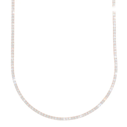Woman's Tennis Chain - 14K Gold - Rose Gold - DIA 8.70CT - 18.0G - 17" inches