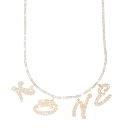 Woman's LOVE Tennis Chain - 14K Gold - Yellow  Gold - 18" inches