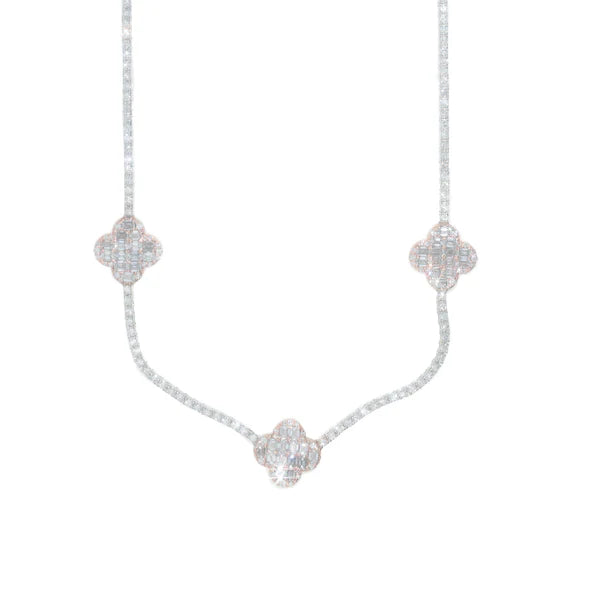 Woman's Alhambra Tennis Chain - 14K Gold - Rose/White Gold - 16" inches