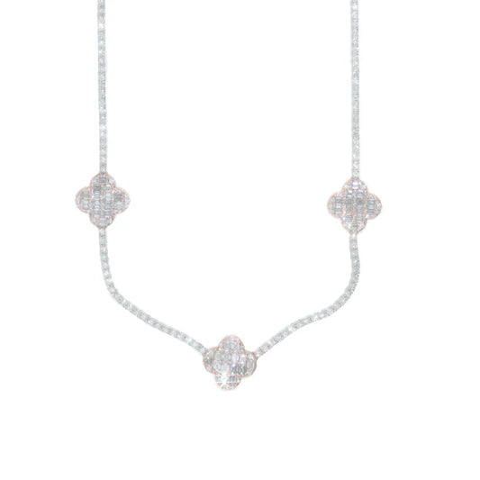 Woman's Alhambra Tennis Chain - 14K Gold - Rose/White Gold - 16" inches