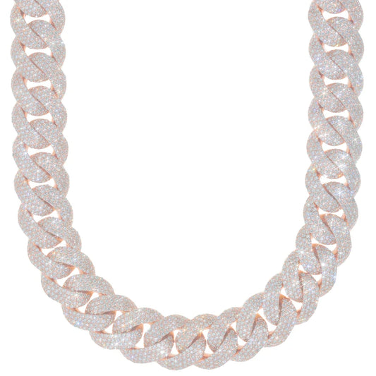 Cuban Link Chain - 10K Gold - Rose Gold 546.10 G - DIA 62.13 Ct - 22" inches