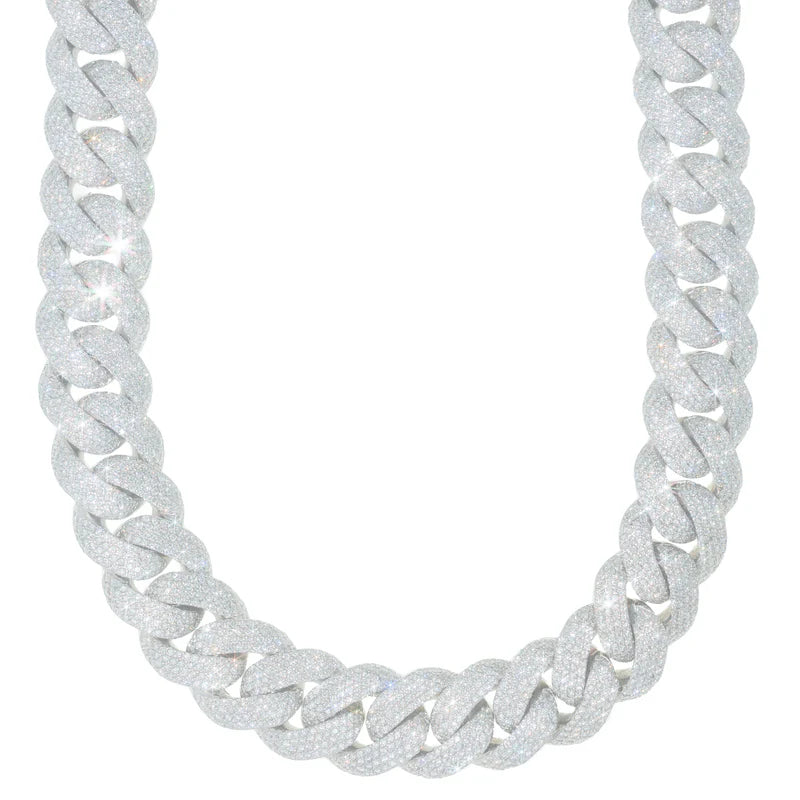 Cuban Link Chain - 10K Gold - White Gold 548.60 G - DIA 58.45 Ct - 22" inches
